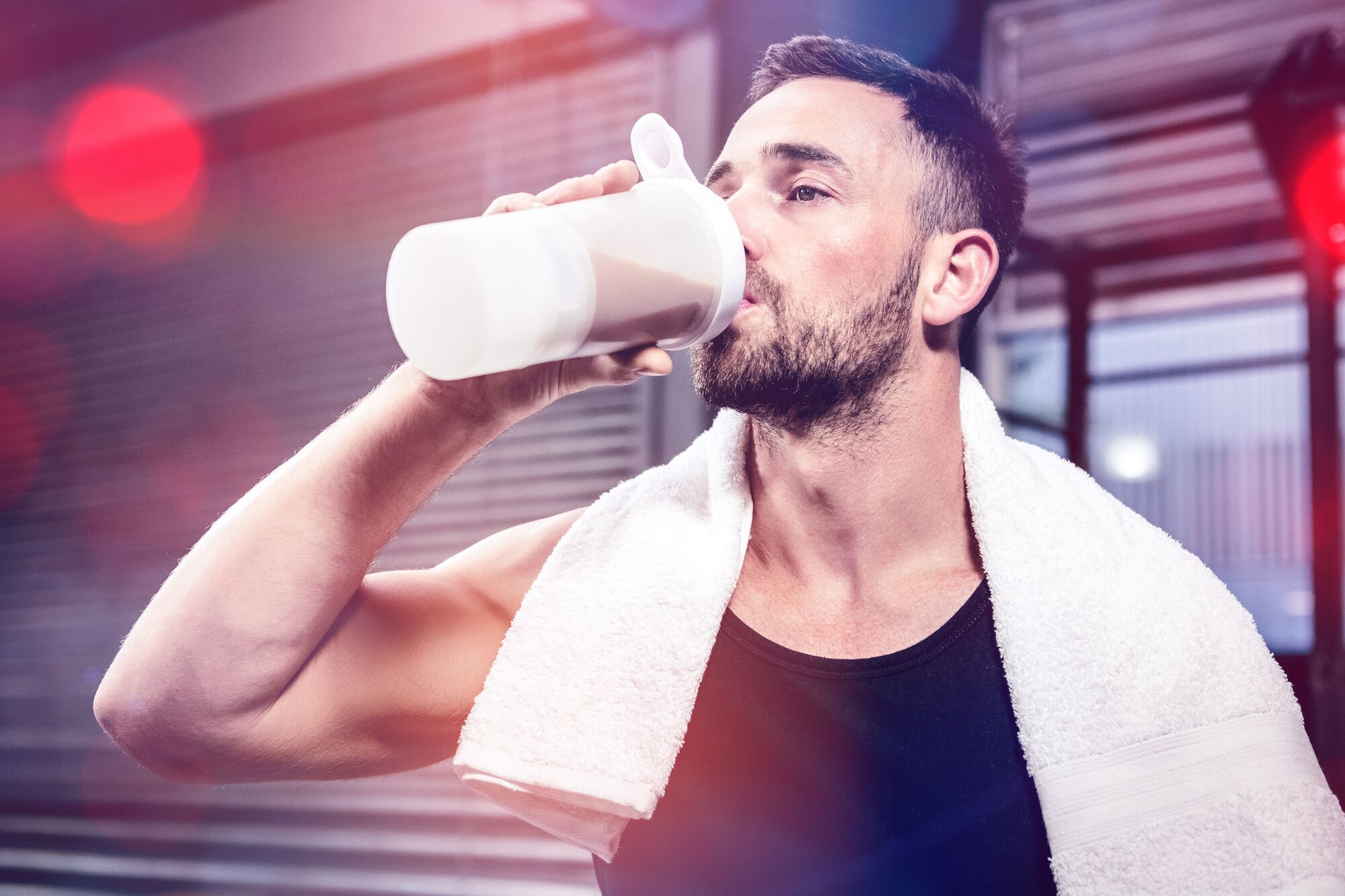 WebVersion-Man drinking protein shake